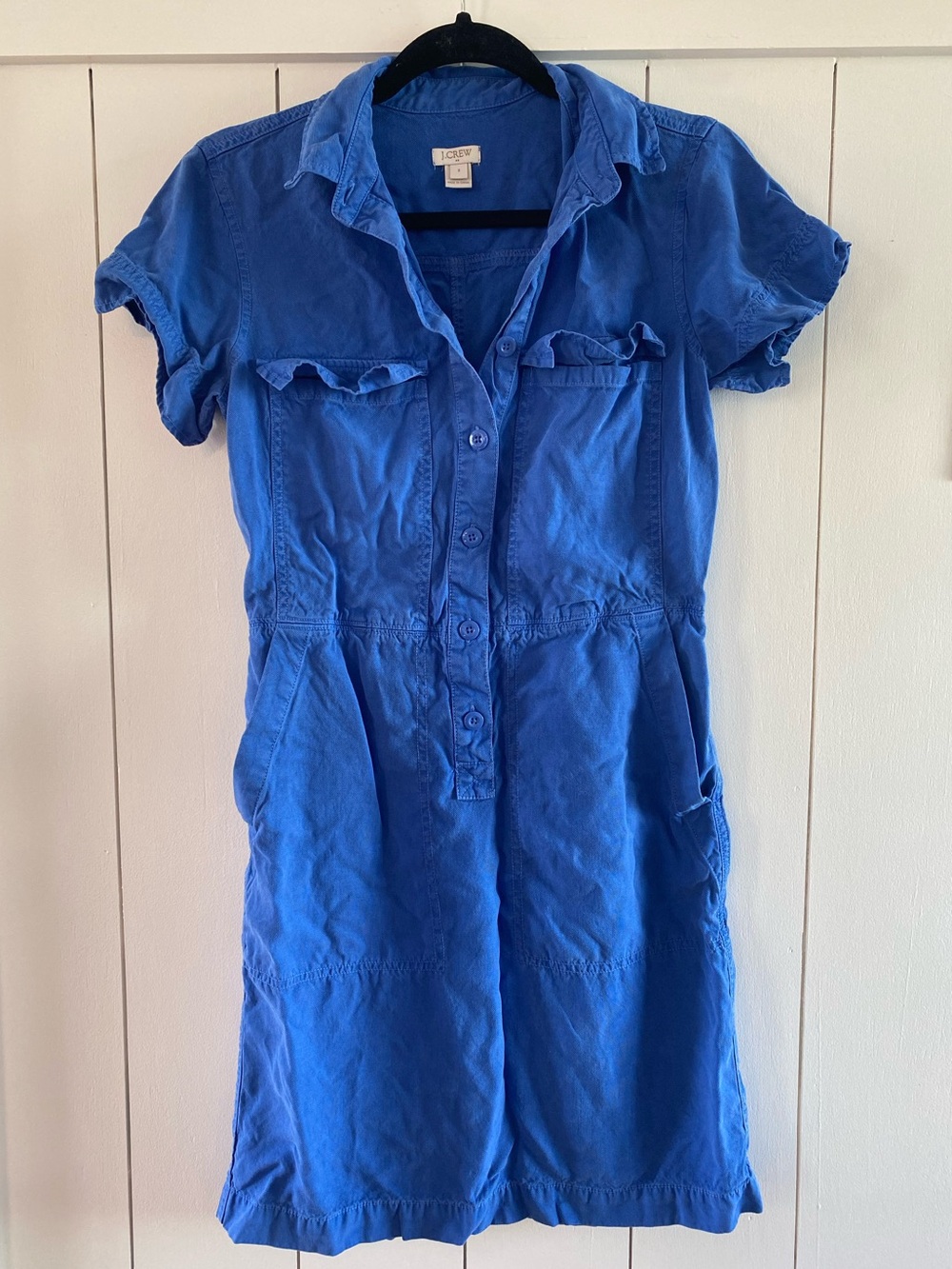 J.Crew Factory Short-sleeve Utility Shirt Dress Blue
